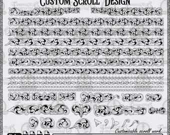 Custom Scroll Design SVG: Laser Engraving Pattern. Firearms decoration scrollwork.