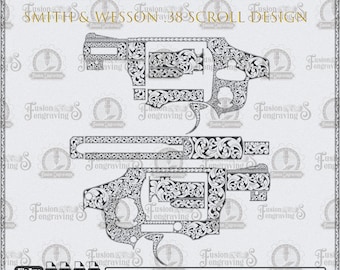 S&W .38 Scroll Laser Engraving Design | Svg Dxf AI Png | EZCAD Tested | Digital Download