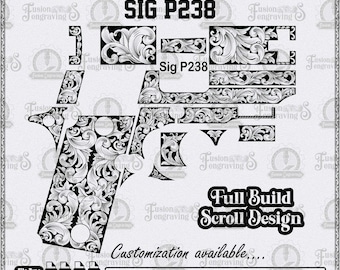 Sig P238 scroll design SVG. Sig P238 laser engraving design. Scroll work.
