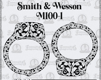 Smith & Wesson M100-1 Handcuff Laser Engraving Design SVG. Scrollwork for handcuffs.