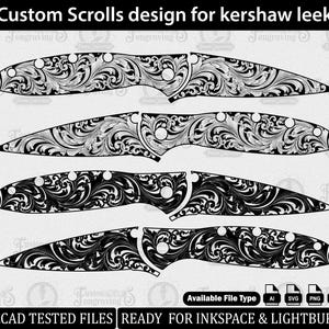 Kershaw Leek Scroll Design SVG: Knife Engraving File (Digital Download).