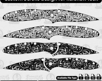 Kershaw Leek Scroll Design SVG: Knife Engraving File (Digital Download).