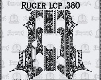 Ruger LCP .380 Auto Slide – grawerunek w formacie SVG | Wzór laserowy Scrollwork