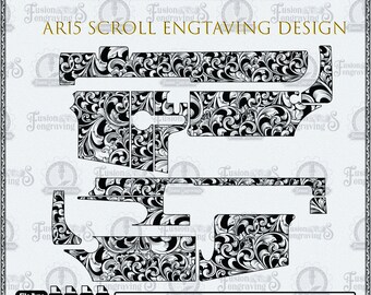 AR 15 Engraving scroll design SVG, AR-15 Engraving File, Scroll design. Ar 15 Template For LightBurn, EZCad, CnC.
