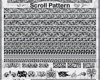 Scroll Design SVG, Custom scrollwork for gun slide design, laser engraving, filigree pattern, engraving scroll, Gun engraving scroll SVG.