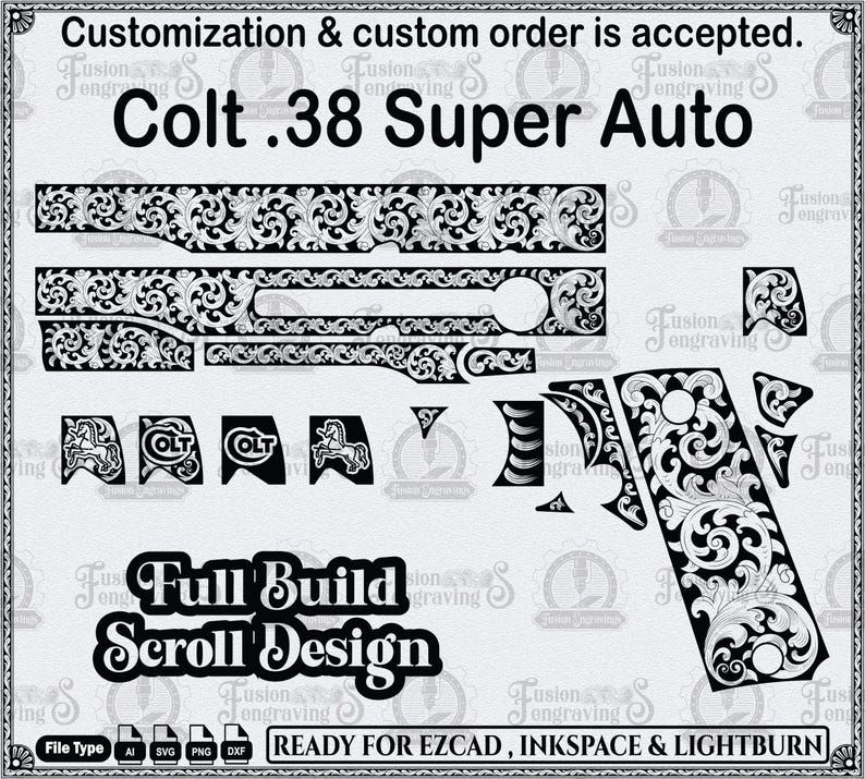 Colt .38 Super Auto Engraving Design SVG, High-performance 38s ...