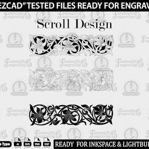 Floral Scroll Design SVG: Laser Engraving & Printing File, T-shirt design.