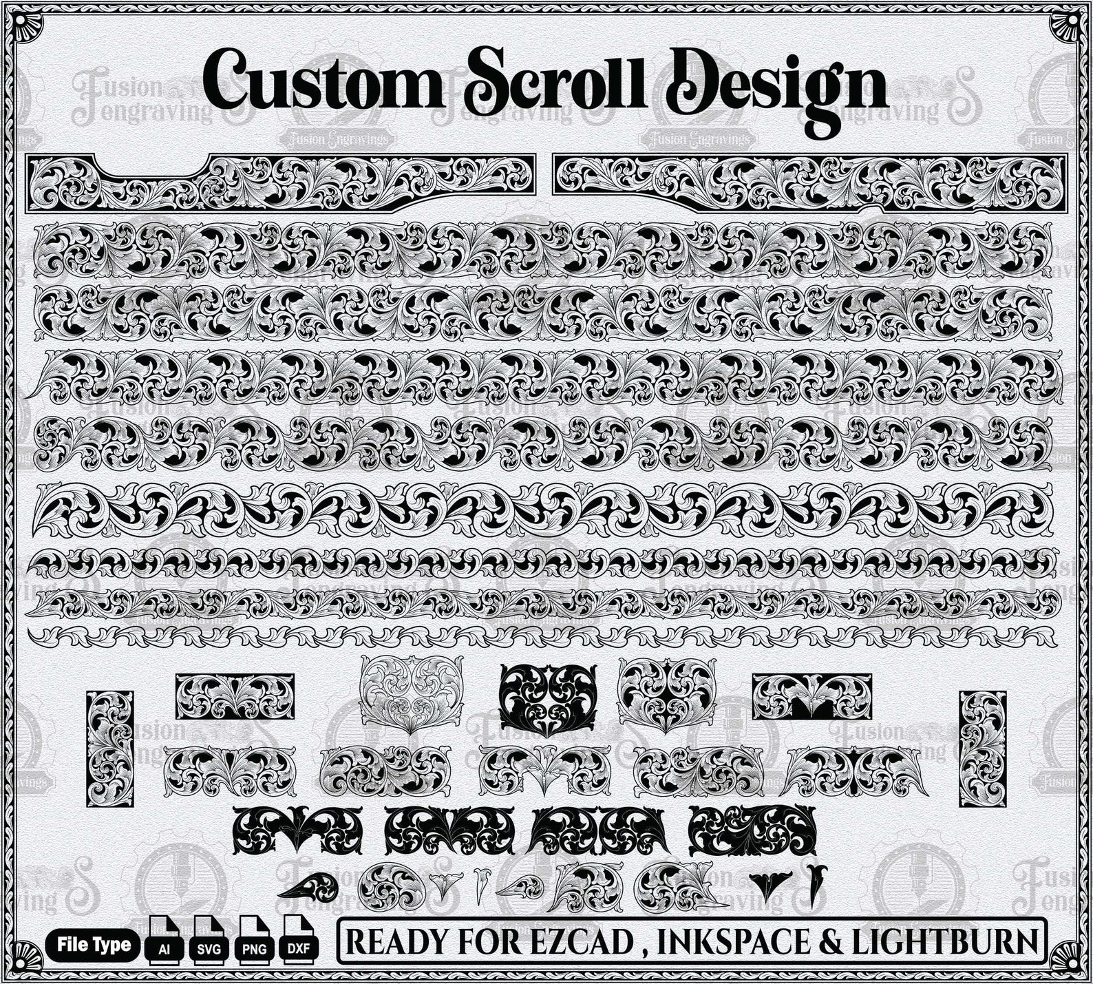 Colt Graphics Scroll Design for Engraving Firearms and Knives | SVG DXF Vector Files ...
