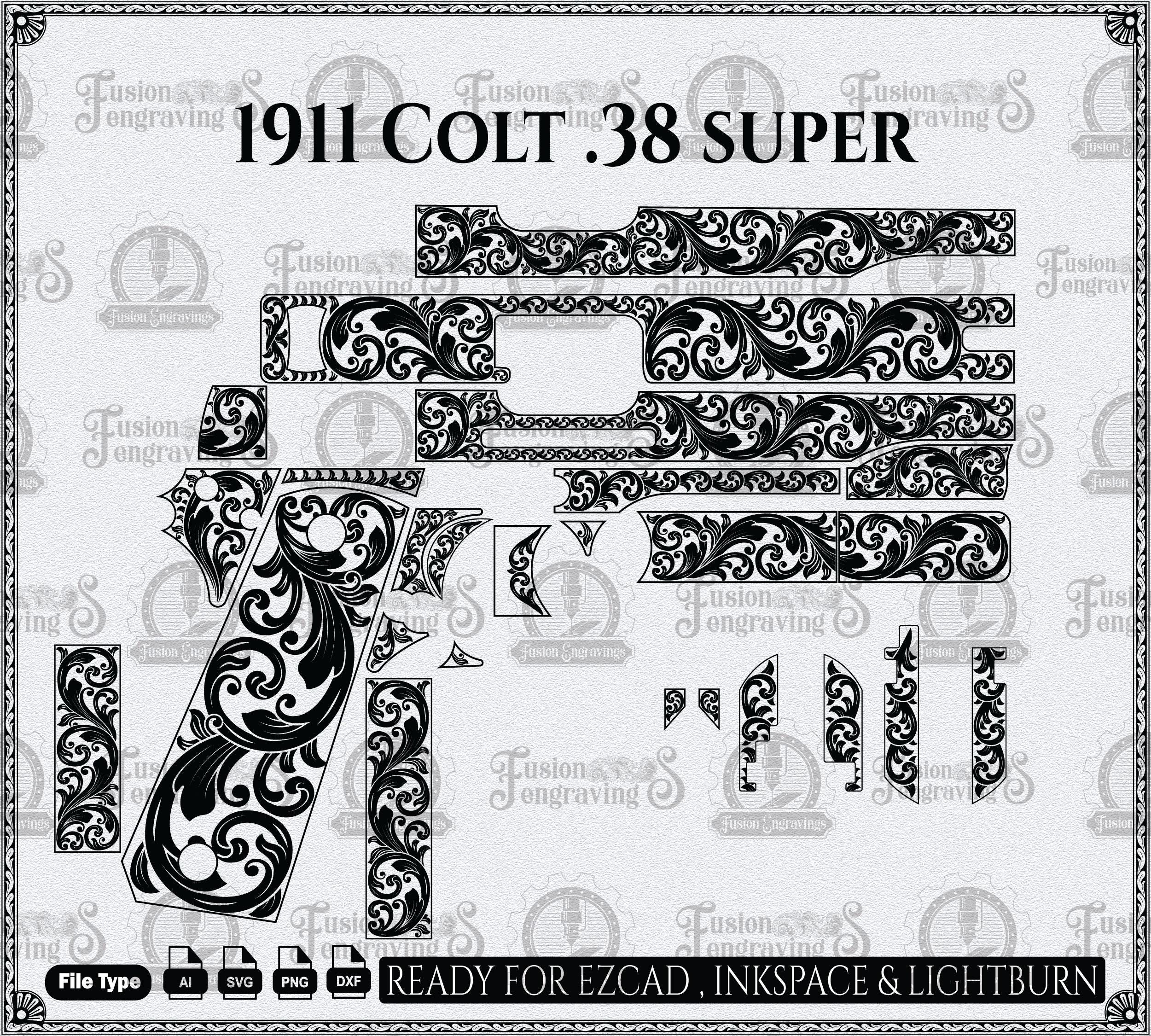 Colt .38 Super Scroll Design SVG: Laser Engraving Vector File, Colt ...