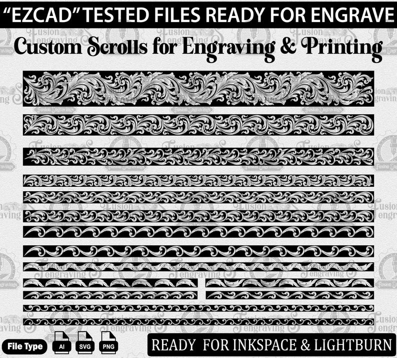 Custom Scroll Design SVG: Laser Engraving Pattern (digital Download ...