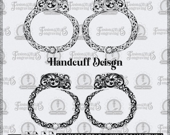 M100-1 Handcuff Scrollwork Engraving Design, Laser Cut File (SVG, Ai8, DXF & PNG)