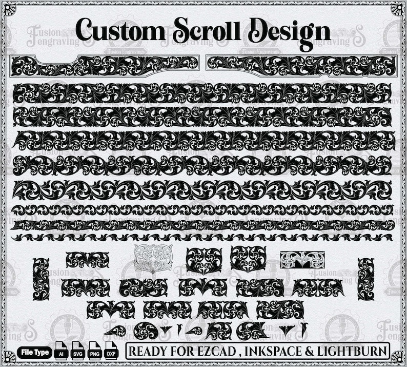 Scroll Design for Engraving Firearms and Knives | SVG DXF Vector Files ...