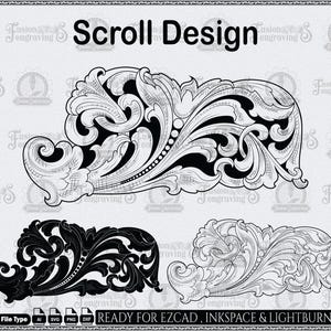 Floral Scroll Design SVG for Laser Engraving & Printing.