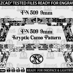 FN 509 クリプティック カモ パターン SVG - レーザー彫刻ファイル。