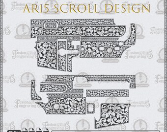 AR 15 Engraving scroll design SVG, AR-15 Engraving File, Scroll design. Ar 15 Template For LightBurn, EZCad, CnC.