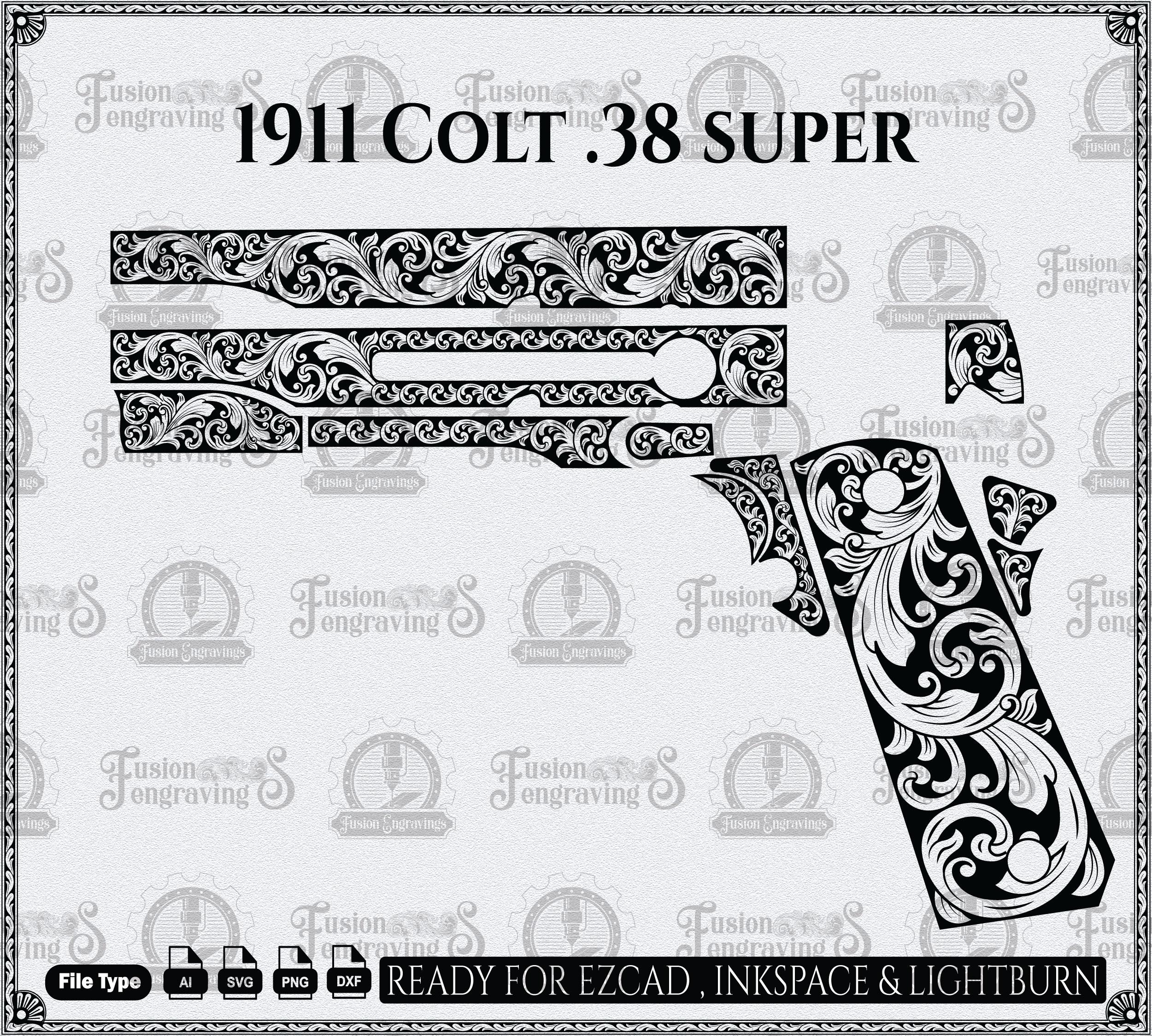 Colt .38 Super Scroll Design SVG: Laser Engraving Vector File, Colt ...