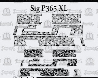 Sig P365 XL Scroll Design SVG: Laser Engraving Vector File, scroll work.
