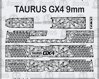 Taurus GX4 9mm Laser Engraving Scroll Design SVG. Taurus Scrollwork.