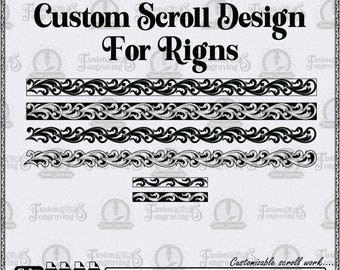 Ring scroll design SVG. Custom rings engraving scroll pattern. Scrollwork.
