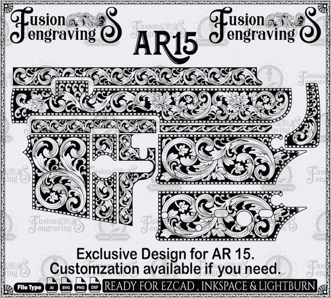 AR 15 Engraving Scroll Design SVG, AR-15 Engraving File, Scroll Design