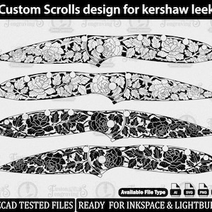 Kershaw Leek Scroll Design SVG: Knife Engraving File.