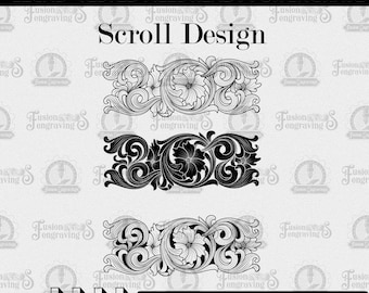 Diseño de pergamino floral SVG: archivo de impresión/grabado láser.