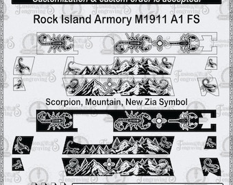 Rock Island Armory 1911 A1 FS .45 ACP Custom Engraving Scroll Design SVG.
