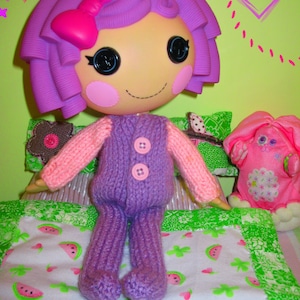 Knitting Pattern for Lalaloopsy Doll Clothes Footie Pajamas PDF Instant Download image 1