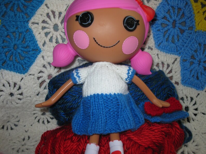 Knitting Pattern for Lalaloopsy Doll Clothes Sailor Dress PDF Instant Download image 2