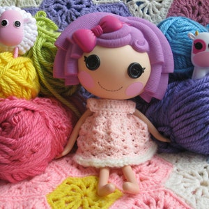 Crochet Pattern for Lalaloopsy Doll Clothes Cotton Candy Dress PDF Instant Download