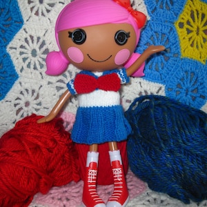 Knitting Pattern for Lalaloopsy Doll Clothes Sailor Dress PDF Instant Download image 1