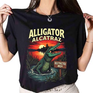 Alligator PNG, Alcatraz Gator Enforcement PNG, N.I.C.E Prison Squad Design, Vintage Funny Shirt Clipart, Sublimation Tee File