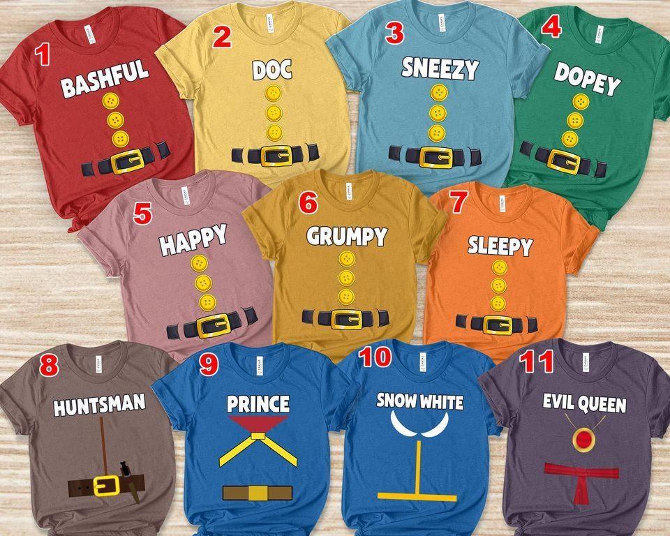 Discover Dwarfs Shirts, Snow White 7 Dwarfs Shirts, Disney Matching Family Outfits, Cosplay Costume Seven Dwarf, Group Shirt, Youth Halloween Costume