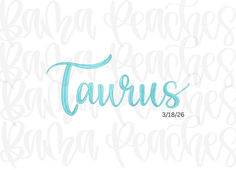 Taurus Cursive Taurus Hand Lettered Embroidery Design (digital Download) - Etsy