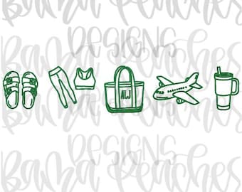 Boat Tote Travel Girl Icons embroidery download