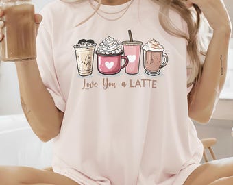 Ich liebe dich ein Latte Kaffee Grafik-T-Shirt, Barista Geschenk