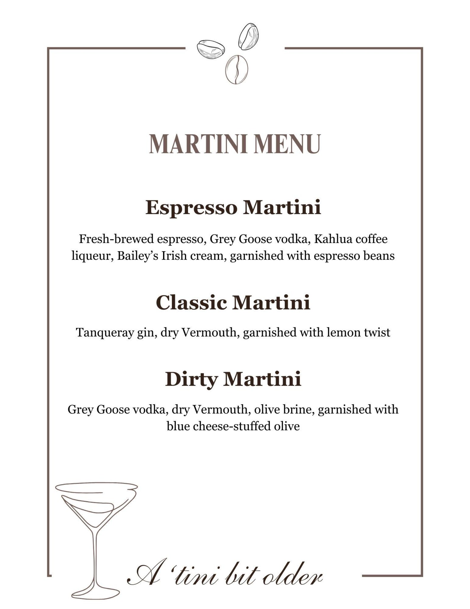 A 'tini Bit Older - Menu Canva Template - Etsy