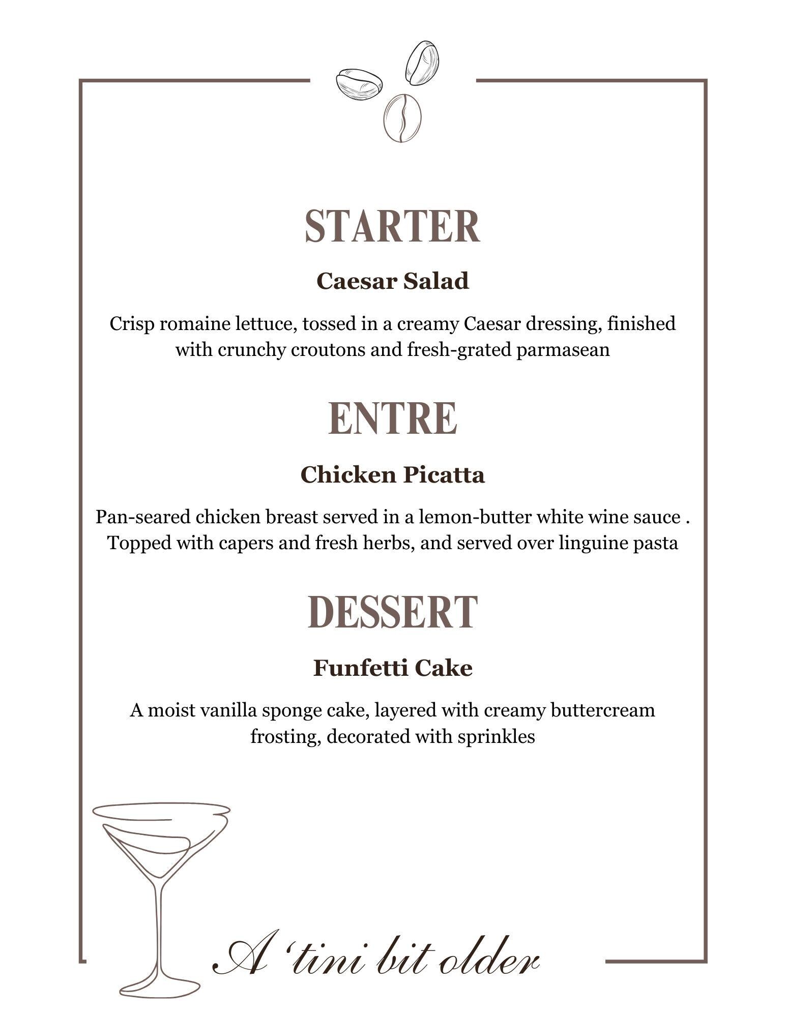 A 'tini Bit Older - Menu Canva Template - Etsy