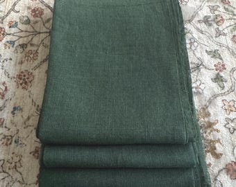 100% Medium Weight Linen Emerald Green Remnant Bundle