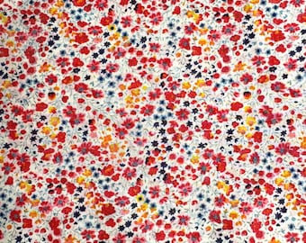 Liberty of London Tana Lawn Fabric – Phoebe M Orange Blue Half Yard Quilting Dressmaking