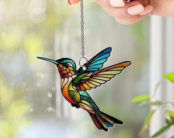 Hummingbird  Window Hangings Bird Suncatcher, Hummingbird Acrylic, Window Hanging Decor, Gift for Mom Birthday, Gift For Her, Hummingbird