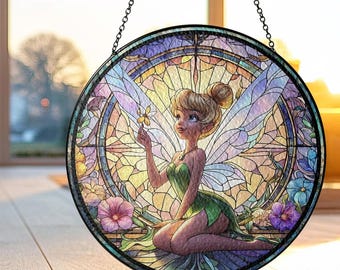 Disney Tinkerbell Suncatcher, Tinkerbell Fairy Disney Stained Glass, Window Hanging Home Decoration, Wall Hanging Decor, Gift For Her