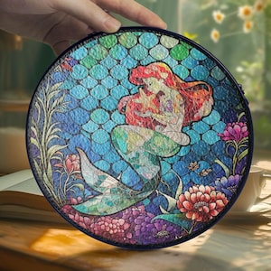 The Mermaid Ariel Glass Suncatcher, Under the Sea Suncatcher Decor, Mermaid Lover Gift, Window Hanging Home Decoration, Wall Hanging Decor