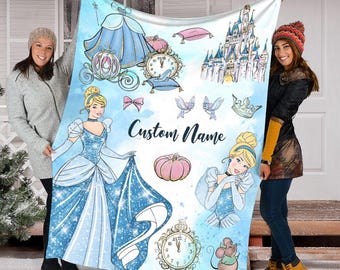 Gepersonaliseerde Assepoester deken, Assepoester prinses fleece deken, prinses deken, Magic Kingdom deken, cadeau voor dochter, woondecoratie
