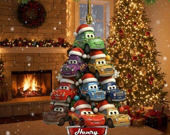 Personalized Disney Cars Movies Ornament, Custom Name Lightning McQueen, Christmas Tree Decor, Pixar Car Characters, Disney Family Gift