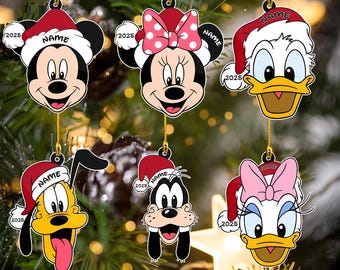 Personalized Disney Christmas Ornament With Name, Custom Mickey Xmas Decoration, Minnie Acrylic Ornament 2025, Holiday Decoration Gift,