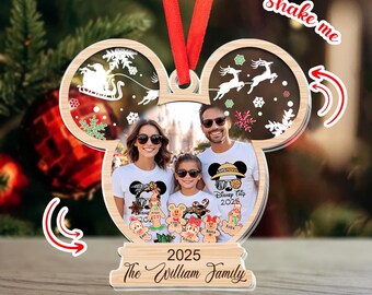 Spersonalizowana ozdoba ze zdjęciem na rodzinną wycieczkę Disney 2025, ozdoba Myszki Miki, pamiątka z wakacji Disney, ozdoba Myszki Minnie, ozdoba rodzinna Disneyland