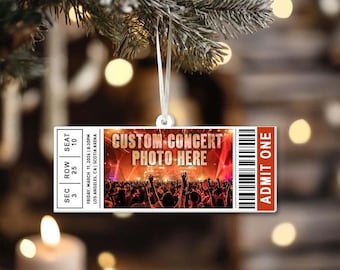 Personalized Concert Ticket Acrylic Ornament: Favorite Music Keepsake Gift, Christmas Tree Ornament