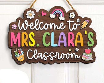 Custom Teacher Door Hanger, Teacher Welcome Sign, Classroom Decor, Teacher Gifts, Custom Teacher Door Sign, Personalized 3D Teacher Sign