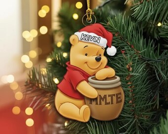 Personalized Winnie the Pooh Christmas Ornament, Disney Pooh Ornament, Custom Baby Name Holiday Decor, Disneyland Trip Keepsake 2025